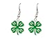 4-H Club Green Clover Charm Hook Earrings Jewelry Gift Award Prize Kids Girls
