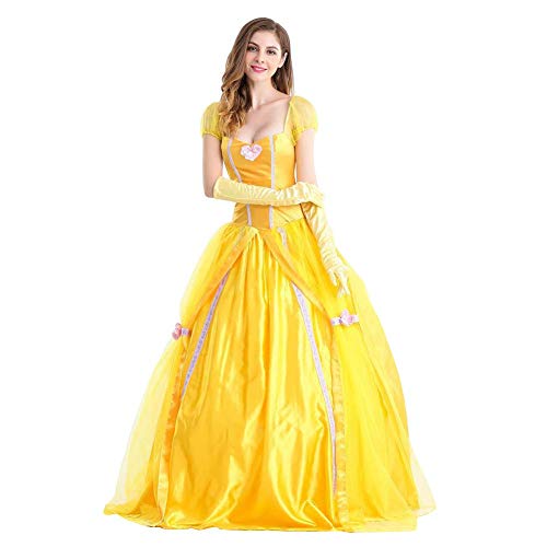 OBEEII Damen Belle Kostüm Märchen Beauty and the Beast Kleid Karneval Erwachsene Festlich Party mit Handschuhe… – Bild 3