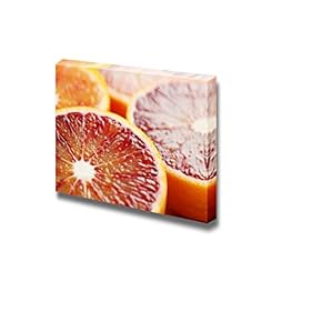 Canvas Prints Wall Art - Close Up of Halved Blood Orange Fruits Photograph | Modern Wall Decor/Home Decoration Stretched Gallery Canvas Wrap Giclee Print & Ready to Hang - 12" x 18"