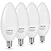 LOHAS LED E12 Candelabra Base Bulbs, Dimmable LED 60W Equivalent Light Bulb, 6W LED Daylight Candelabra Bulb 5000K for Ceiling Fan Lights Chandelier Lighting, 550Lm Decorative Candle Base E12, 4Pack