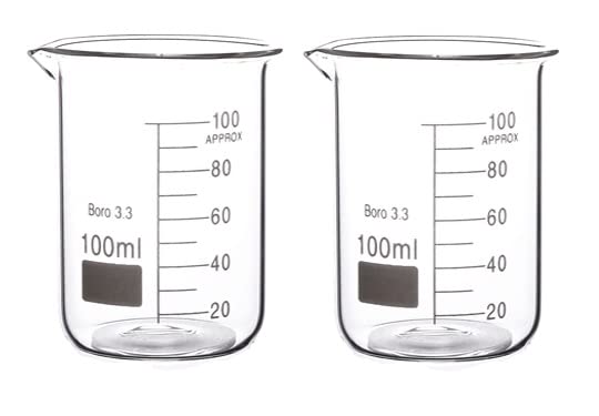 Rocwing Boro 3.3 Glass Graduated Measuring Beaker for Lab or Kitchen (2x100ml)