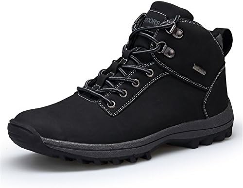 LUWELL Mens Warm Lace Up Boots Winter Autumn Ankle Martin Boot Work Hiking Trail Biker Sneaker Shoes (572-1black,43)