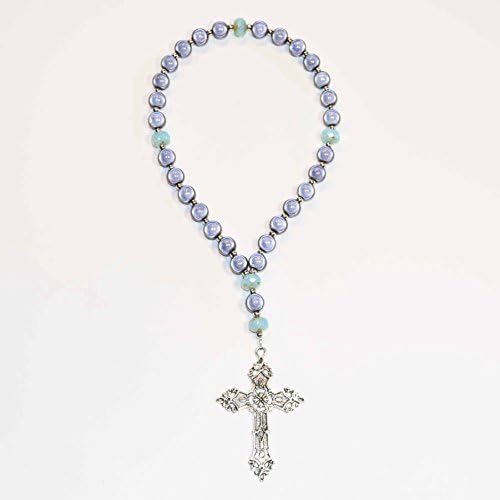 Light Blue and Black Miracle Beads Handcrafted Anglican Prayer Beads Saints Rosary Necklace Beaded Chain