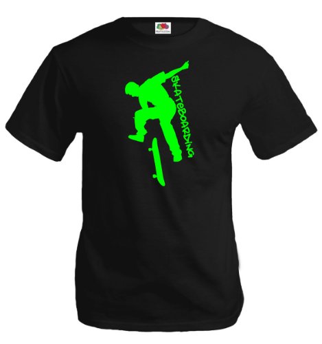 buXsbaum T-Shirt Skateboarding-S-Black-Neongreen