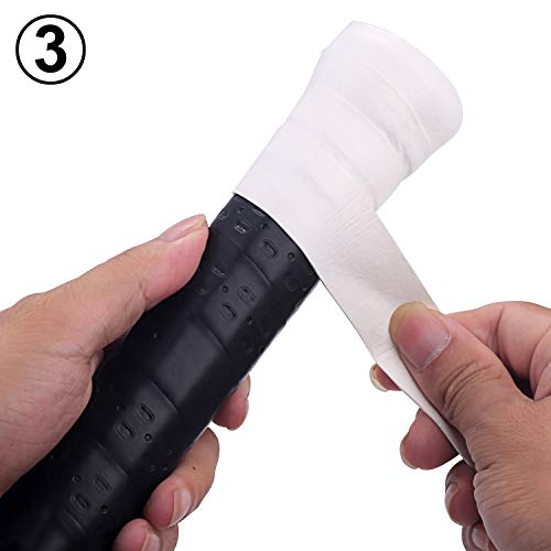 Zingther Premium Super Tacky Professional Tennis Racket Over Grip Overwrap Tape, Overgrip Replacement for Racquetball Racket, Squash Racquet and Badminton Racket (White/White, 6 Grips)