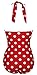 1950s Retro Red Vintage One Piece Monokini White Polka Swimsuits Swimwear 2XL(US10)