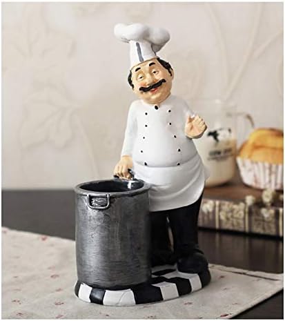 French Chef Pen Pencil Chopstick Holder Decorative Display Stand Table Centerpiece Figurine for Country Cottage Decor As Collectible Housewarming Gifts (Chef with Pen Holder)
