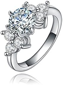 Women Wedding Engagement Ring Bride Style Platinum Zircon Diamond Ring (6)