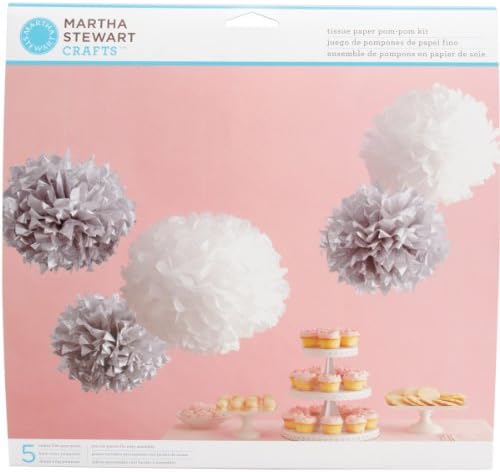 Martha Stewart Crafts Pom Poms, Silver White
