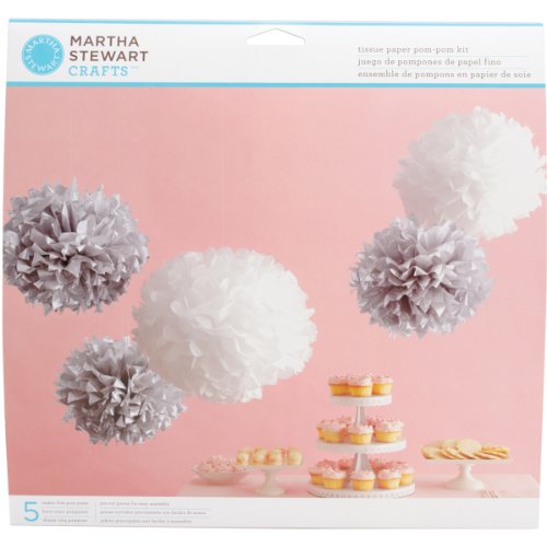 Martha Stewart Crafts Pom Poms, Silver White