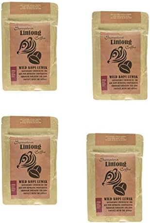 Wild Kopi Luwak, the World’s Most Exclusive Coffee, Sustainably Sourced From Sumatra, Indonesia (100gr / 3.5oz) (4 pack)