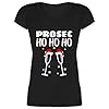 Shirtracer-Weihnachten-Silvester-Prosec-Ho-Ho-Ho-Proseccoglas-Sterne-Damen-T-Shirt-mit-V-Ausschnitt