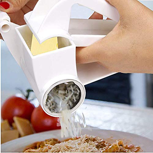 Binmer (TM) Kitchen Rotary Stainless Steel Cheese Grater Shredder Cutter Veggie Chopper Grinder With 3 Drum Blades