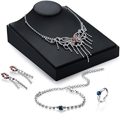 OUFO Women Fashion RhineStone Jewelry Elegant Bracelet Necklace Earring Rings Charm Sets (390)