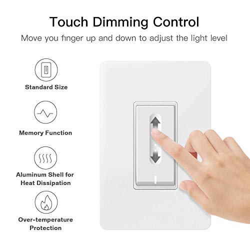 Smart Dimmer Switch, Treatlife WiFi Light Switch for Dimmable LED/Halogen/Incandescent Bulbs, Compatible with Alexa, Google Assistant/IFTTT, Remote Control, Single-Pole, Neutral Wire Required (4 PACK)