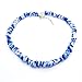 Green Nipa Hut Hawaiian Blue Tie Dye Square Cut Puka Shell Necklace with Lobster Lock