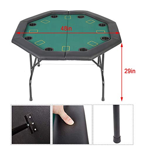 KARMAS PRODUCT Folding Texas Poker Table Casino Game for 8 Players Green