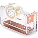Acrylic & Rose Gold Tape Dispenser, Zodaca Deluxe Clear Desktop Tape Dispenser with One Tape [Large 1