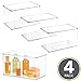 mDesign Stackable Bathroom Storage Box with Lid - Container for Organizing Hand Soaps, Body Wash, Shampoo, Conditioner, Hand Towels, Hair Accessories - Lumiere Collection - 4 Pack - Clear