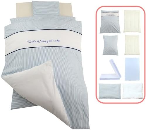 Amazon 日本製 ベビー布団 セット レギュラーサイズ ８点 セット かわいいオシャレなデザイン キャッスル ブルー 布団セット ベビー マタニティ 通販