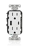 Leviton T5633-W 15-Amp Type A & Type-C USB Charger/Tamper Resistant Receptacle