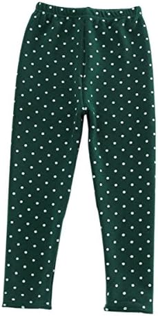 YLTkids Baby Girls Kids Winter Fleece Lined Leggings Pants Floral Trousers-1-dark green-130