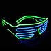 PINFOX Glow Shutter Neon Rave Flashing Glasses El Wire LED Sunglasses Light Up DJ Costumes For Party, 80s, EDM RB03 (Light Green - Blue)