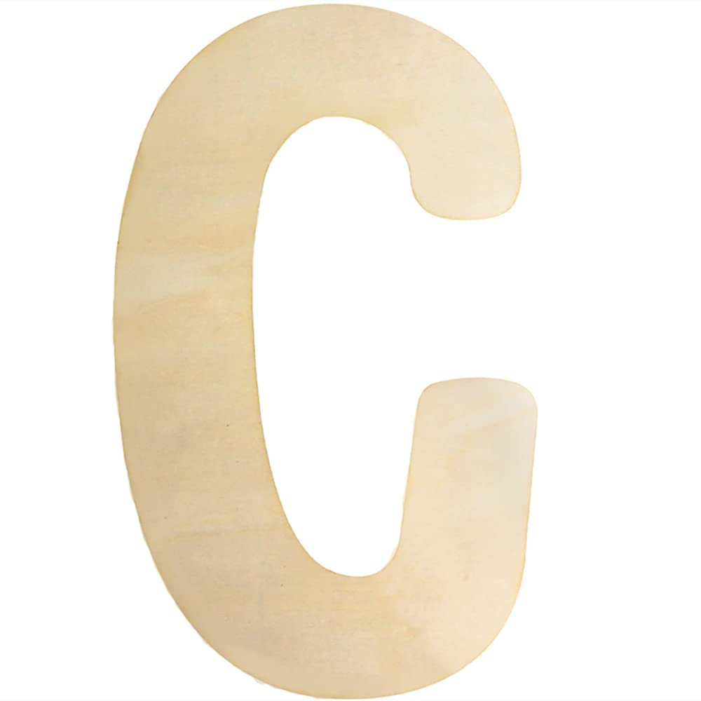 Large Wooden Letters 12 Inch, Unfinished 30cm Wooden Letter C for Crafts Children's Names Capital Alphabet 5mm Thick Wood Letters for Nursery Decor Wall Art Hanging Home Painting