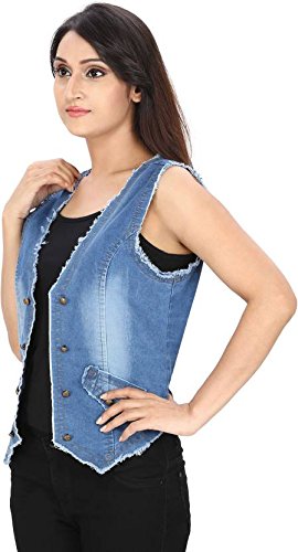 trendy frog women rough look deinm light shrug, blue,