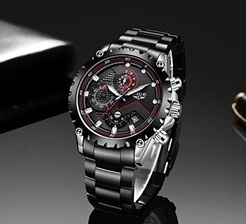 LIGE-Reloj-para-Hombre-Acero-Inoxidable-Impermeable-Analogico-de-Cuarzo-Movimiento-Deportivo-Cronografo-Moda-Empresarial-Fecha-Calendario-Resistente-Aranazos-Relojes-de-Pulsera