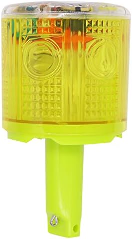 Aolyty Solar Strobe Warning Light 360 Degree Single Column Super Bright Waterproof IP45 for Construction Traffic Dock Marine Light Control Flashing (Yellow)