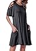 CALIPESSA Women's Cold Shoulder Pockets Loose Swing Casual Short T Shirt Dress
