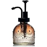 Vintage Glass Soap Dispenser for Kitchen and Bathroom Countertop Smooth Action Pump Refillable Wash Hand Liquid Dish Detergent Shampoo Lotion Pump (Brown)