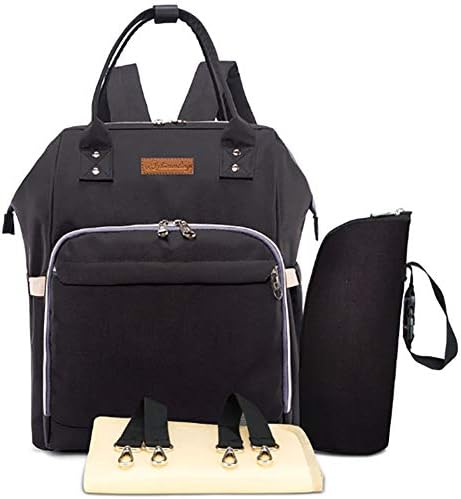 sacport @ Baby Diaper Bag Multi-Function Waterproof Travel Backpack Organizer with 3 Milk Bottle Pockets Large Capacity for Baby Care Mom and Dad - Black