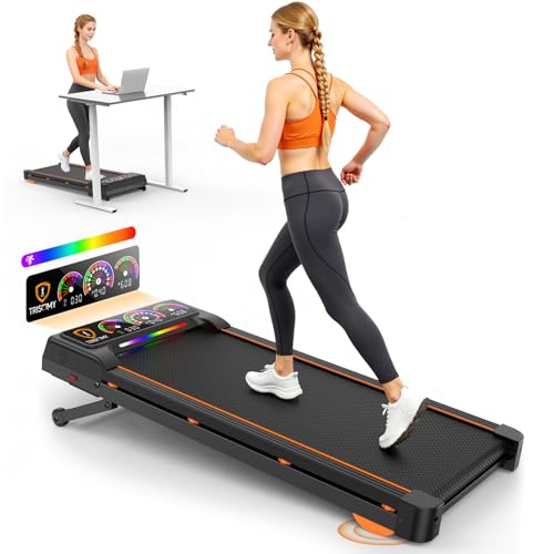 Walking Pad with 15% 12-Level Auto Incline, 450 Lbs Capacity UI Screen, Trisomy 3.5HP Quiet Foldable Portable Under Desk Treadmill with Speaker & Remote, 4 in1 Compact Treadmills for Home/Office