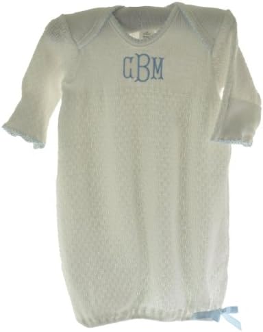 Paty Inc Infant Baby Boys Take Home Gown White with Blue Trim