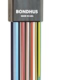 Bondhus 69699 Ball End L-Wrench Set with ColorGuard Finish and Extra Long Arm, 9 Piece