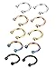 ORAZIO 10Pcs 14-16G Stainless Steel Nose Rings Studs Hoop Horseshoe Septum Body Ear Piercing 5 Mixed Colors