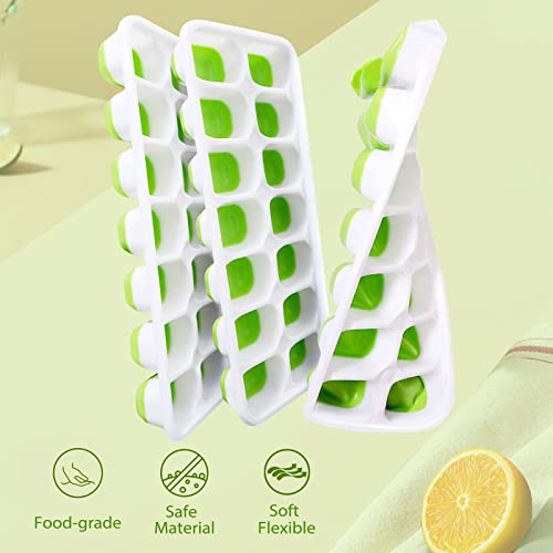 Ice Cube Tray with Bin and Lid, Stackable Ice Trays 4 Pack for Freezer, Small Ice Maker for Cocktails, Silicone Ice Trays with Ice Storage Container