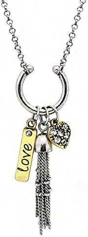 Love' Pendant Necklace - Unity Themed Two-Toned Inspirational Charm Necklace With 'Heart' Charm And Chain Tassel