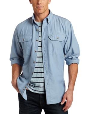 Men's Big & Tall Fort Long Sleeve Shirt Lightweight Chambray Button Front Relaxed Fit S202