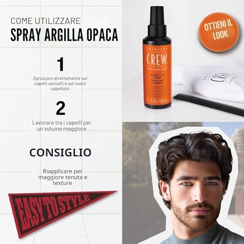Matte Clay Spray Modellante Capelli, con Argilla, Finitura Opaca, Tenuta Media, 150ml