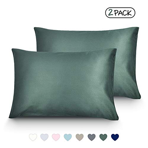 Organic Cotton Toddler Pillowcase 14 x 20, Travel Pillow Case Envelope Closure, Forest Green (2 Pack)