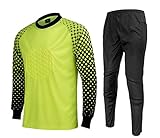 CATERTO Men's Football Goalkeeper Foam Padded Jersey Shirt & Pants(Light Green,L) Tag Size: 3XL