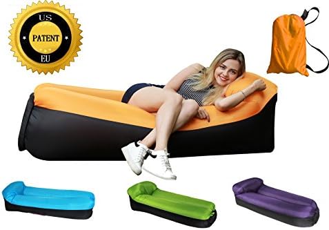 Leiniao Inflatable Lounger, Air Lounger Hangout Sofa 2018, Inflate by Hand , Perfect for Travelling, Camping, Pool and Muzic Festival (orange/black)
