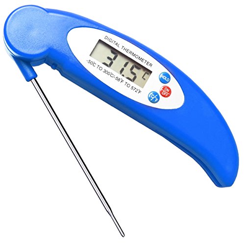 GET Waterproof Meat Thermometer Digital Super Fast Instant Read Thermometer BBQ Thermometer with Calibration and Backlit Function Cooking Thermometer for Food, Candy, Milk, Tea, BBQ Grill Smokers-blue