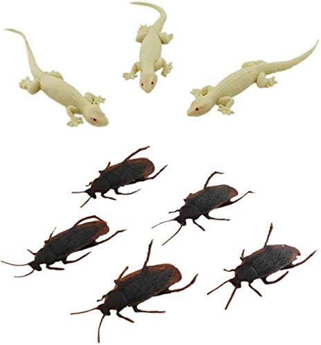 BuyCreativeLife™ House Gecko Rubber Lizard and Fake Plastic Cockroach Toys (Multicolor)