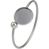 LiQunSweet Cabochon Bases Bezel 304 Stainless Steel Cuff Blank Bangle for DIY Jewelry Bracelets Making Supplies Decoration
