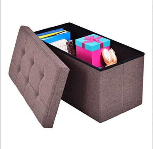 zhani88 Brown Color Folding Rect Ottoman Bench Storage Stool Box Footrest Furniture Decor