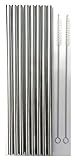 CocoStraw 8 Stainless Steel Wide Smoothie Straws Large Straight Frozen Drink Straw - 4 Pack + Cleaning Brush (8)